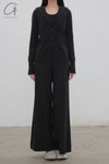 SWAYING 25 Spring/Summer Flared Wool Trousers SW-SW25PS3B12-HEIHUI Black and Gray SW25PS3B12
